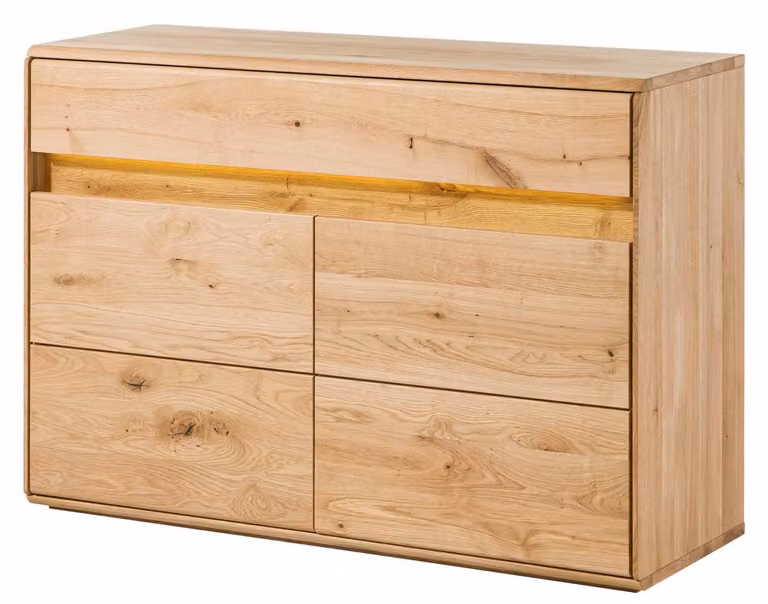 MASSIVMOEBEL24 | credenza in legno di Quercia Selvatica 123x43,5x86 quercia naturale oliato CARDIFF #131