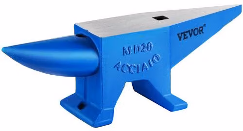 Incudine in acciaio forgiato VEVOR da 20 kg con foro rotondo e quadrato in colore blu