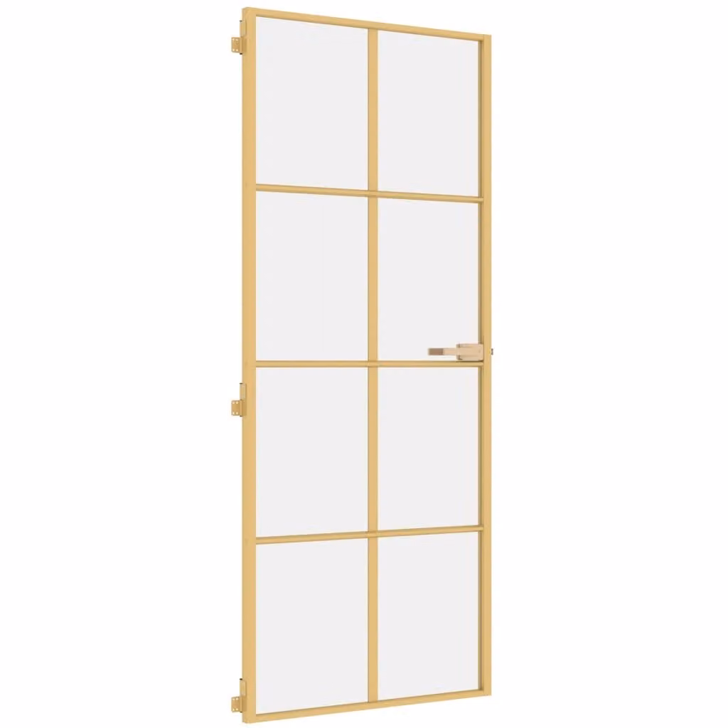 Porta Interni Sottile Oro 83x201,5cm Vetro Temperato Alluminio