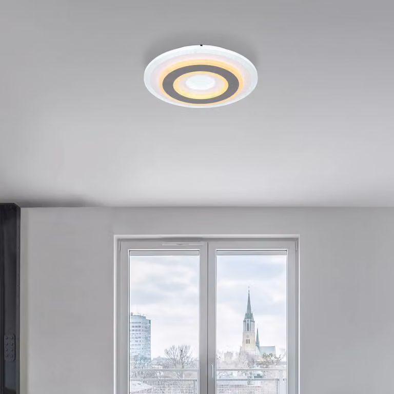 Globo Plafoniera a LED Sabatino, dimmerabile, Bianco / Opale, Soggiorno / Sala da pranzo, Metallo, Moderno, Plafoniera LED