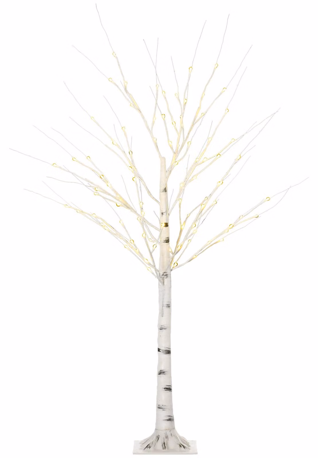 Albero di Natale Artificiale 150 cm 12 Rami con Luci LED 3000K per Interni ed Esterni al Coperto Bianco