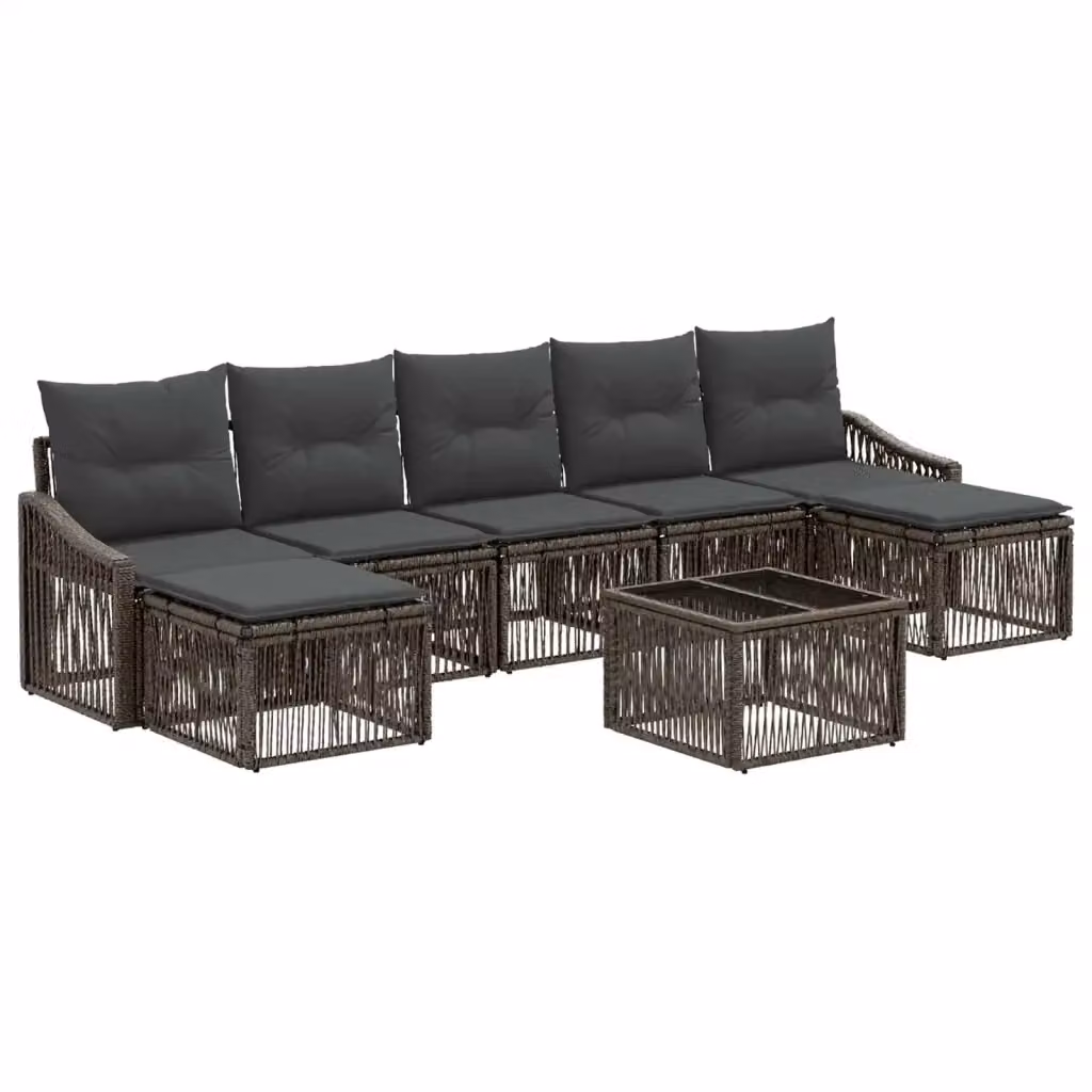 Set Divano da Giardino 8 Pezzi vidaXL Grigio con Cuscini e Tavolino in Polyrattan e Metallo – 2