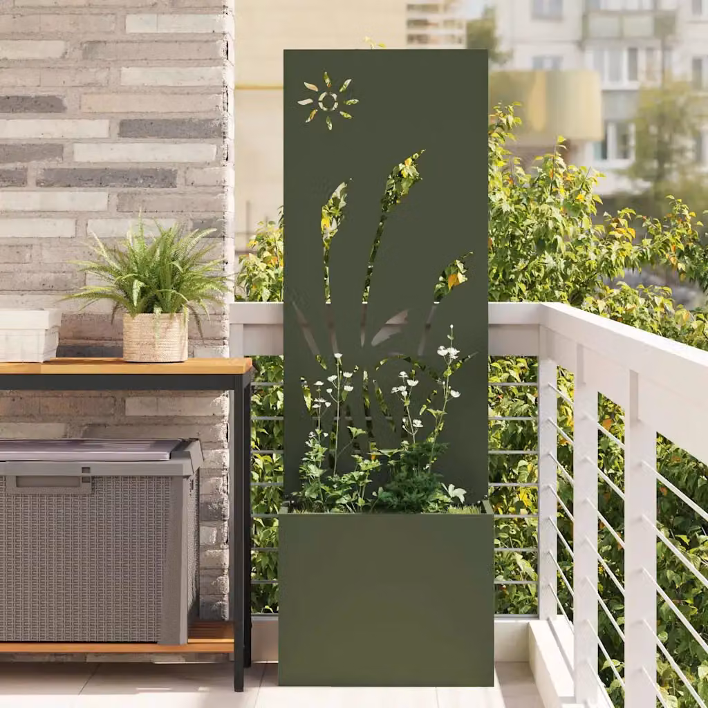 vidaXL Paravent per privacy in giardino in acciaio verde L/P/H: 50 x 32 x 150 cm