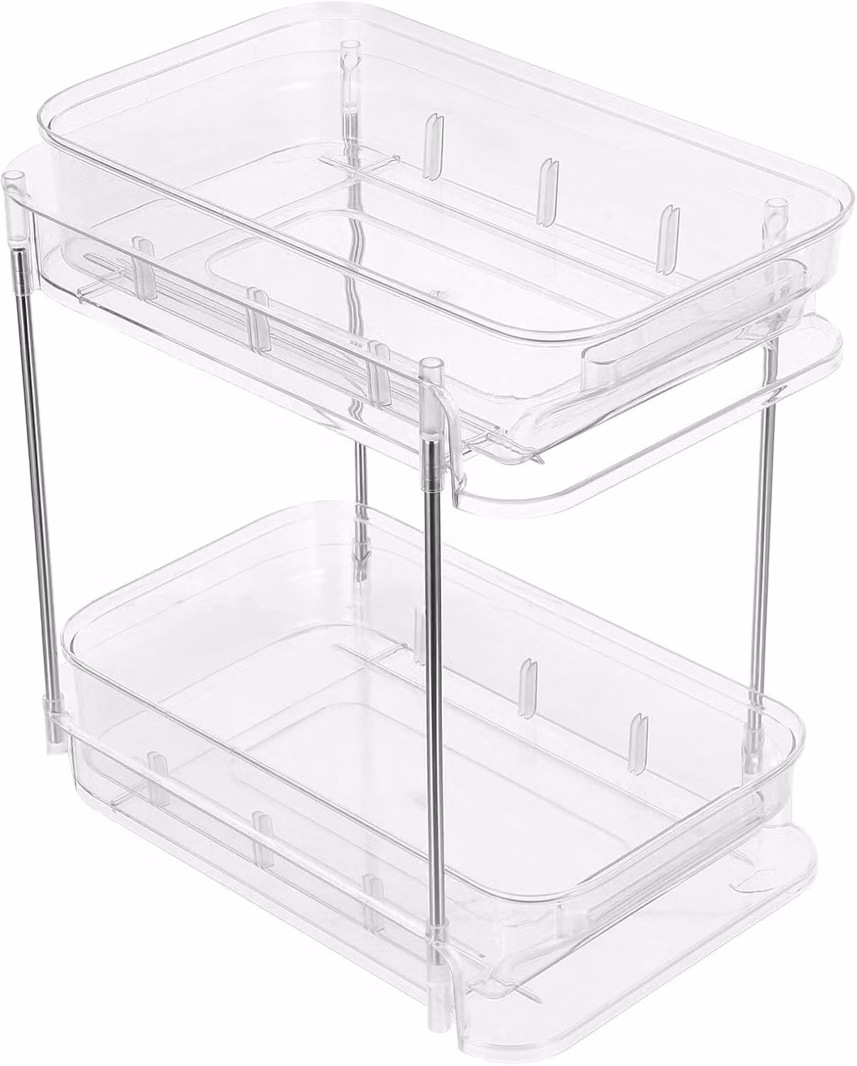 Scaffale per utensili da cucina a 6 ripiani, girevole a 360°, 7 ganci, acciaio inossidabile