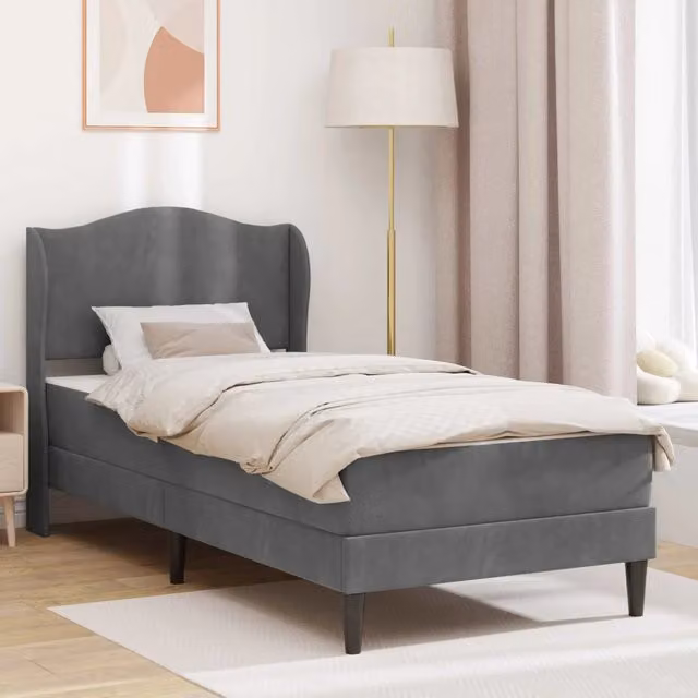 Struttura letto moderna vidaXL in velluto grigio con telaio imbottito L: 80 cm, P: 200 cm, H: 101 cm – 1