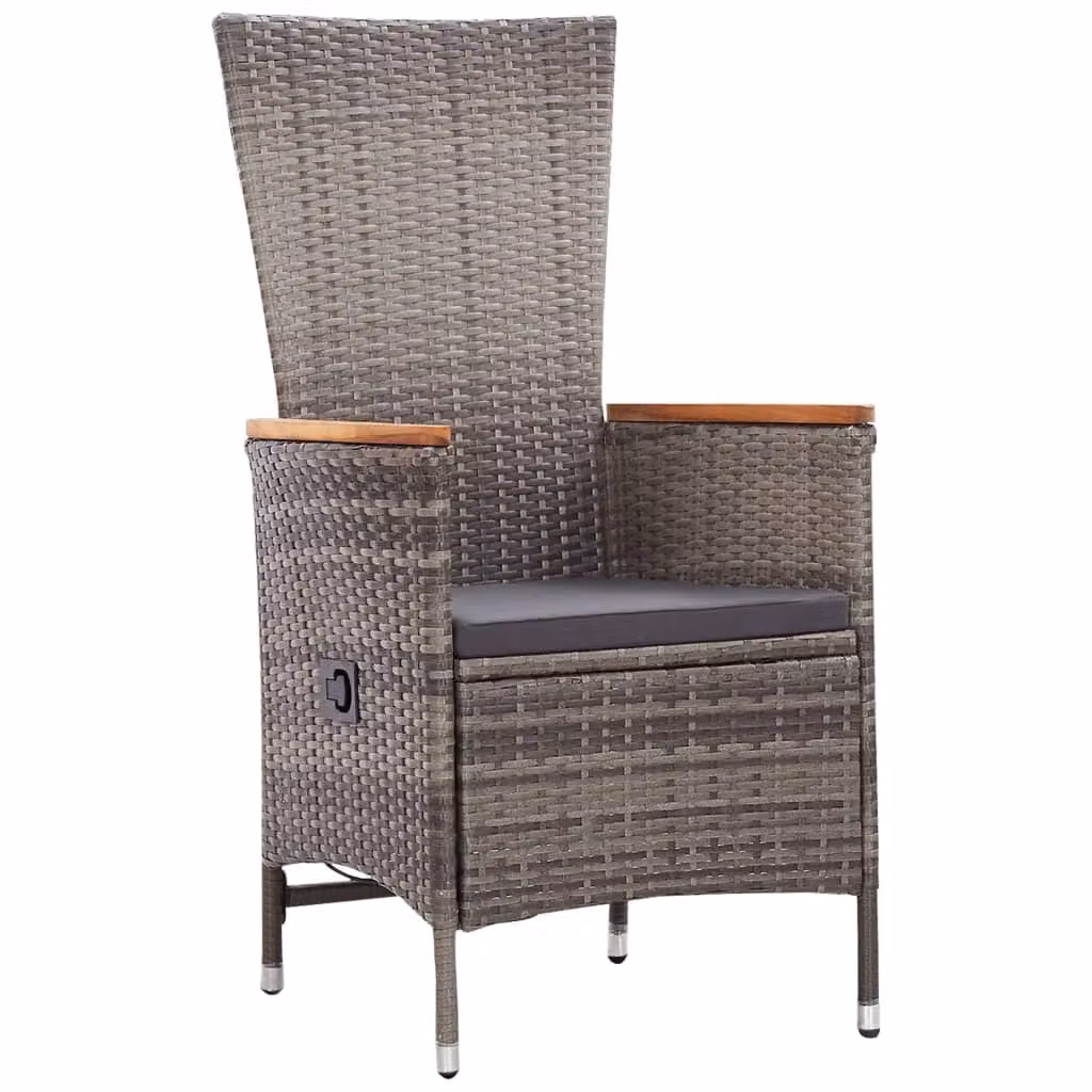 Set da pranzo da giardino Outsunny in polyrattan con tavolo in vetro e 9 pezzi con cuscini grigio e nero – 2
