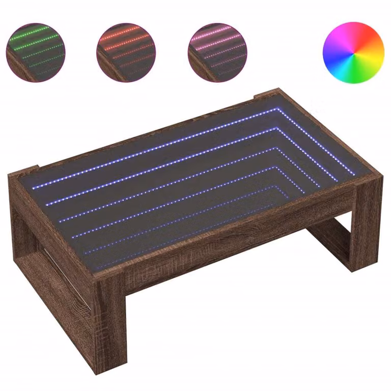 Tavolino da Salotto con LED Infinity Rovere Marrone 90x53x30 cm
