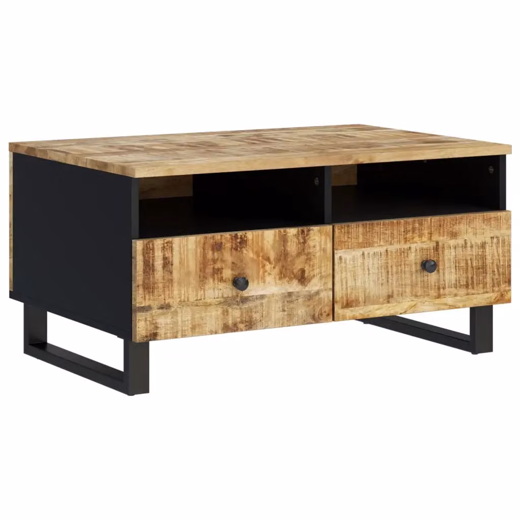 Tavolino da soggiorno moderno vidaXL in legno di mango e metallo marrone L: 80 cm, P: 54 cm, H: 40 cm – 2