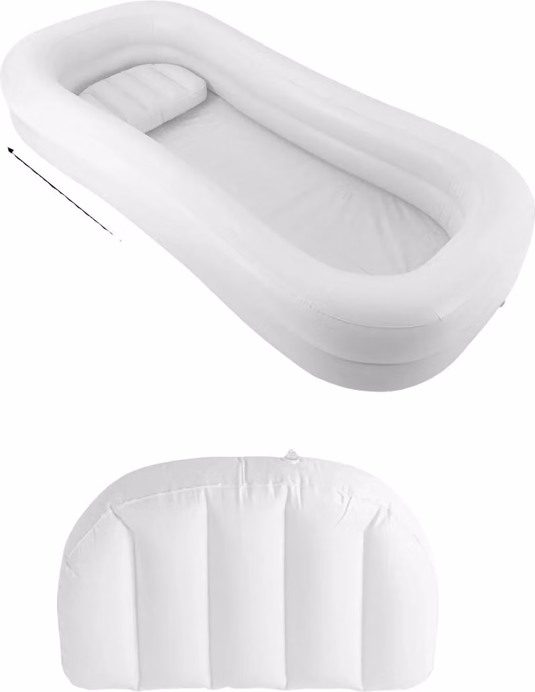 Vasca da bagno gonfiabile, completa di cuscino, pompa d'aria elettrica, colore bianco