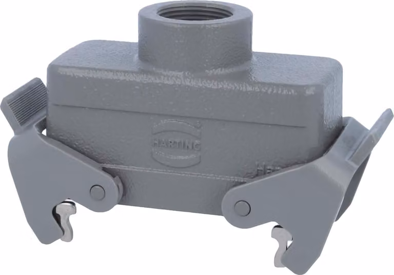 HARTING Han 16B Custodia a manicotto bassa, 1xM25 uscita cavo diritta, con 2 staffe trasversali Vite M25 Area di serraggio 9,0 mm