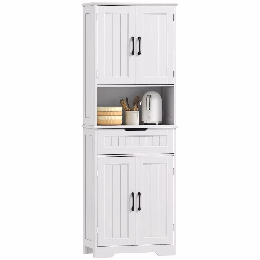 Credenza da cucina XYLO bianca con 2 ante e cassetto e ripiani regolabili L: 86 cm, P: 30 cm, H: 172 cm – 2