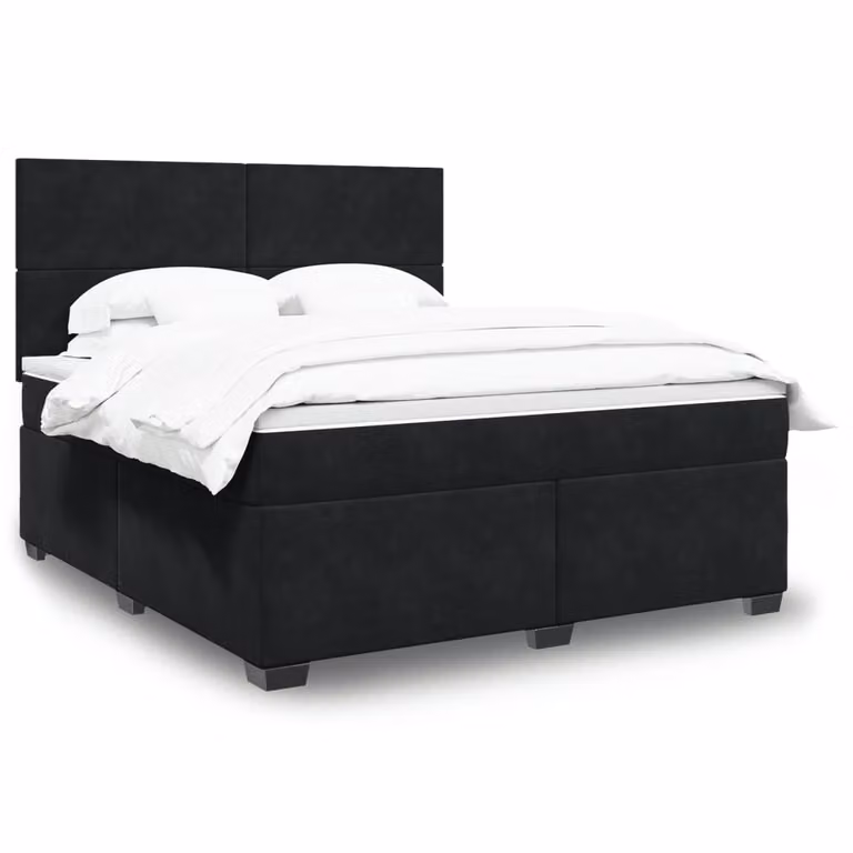 vidaXL Giroletto a Molle con Materasso in Velluto Nero L: 180 cm, P: 200 cm