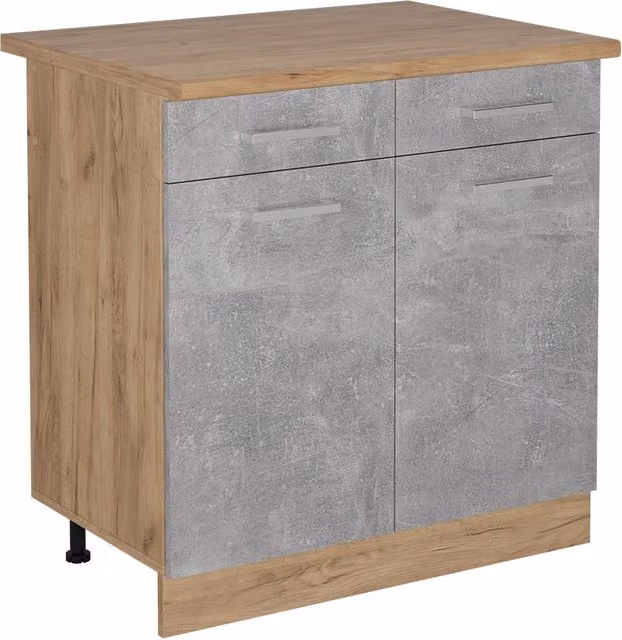 Mobiletto base per cucina R-Line Calcestruzzo/Rovere dorato 80 cm, PL Rovere Vicco