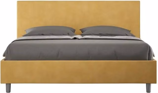 Letto matrimoniale contenitore imbottito 160x210 microfibra ocra Adele