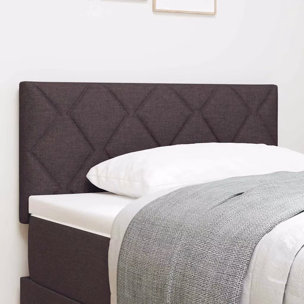 Testiera per letto moderna vidaXL in tessuto e legno marrone scuro e grigio con design geometrico