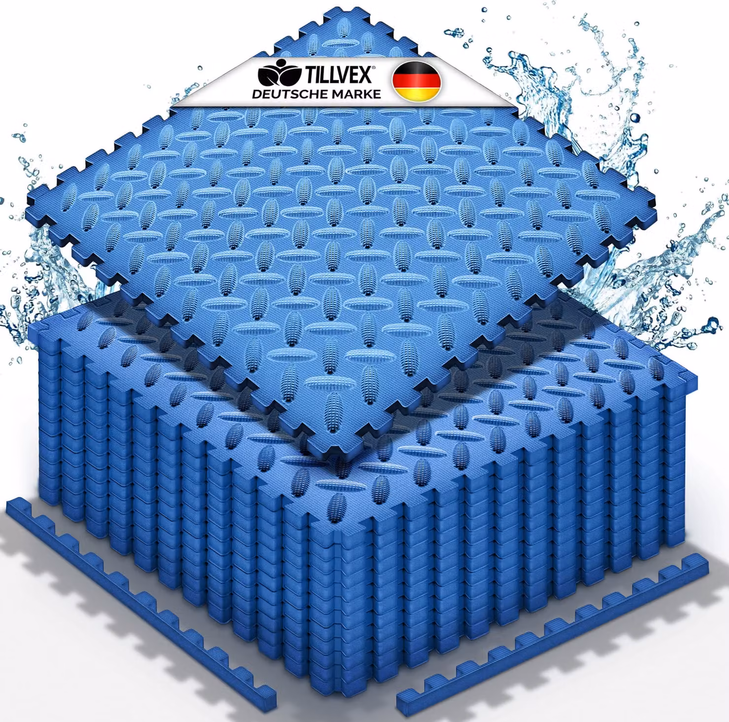 tillvex® Tappetino di protezione del pavimento della piscina blu - 24 pezzi | Tappetino di sottofondo per piscina e piscina per bambini | Tappetino di sottofondo per piscina per esterni | Tappetino di protezione del pavimento per piscina termoisolante | P
