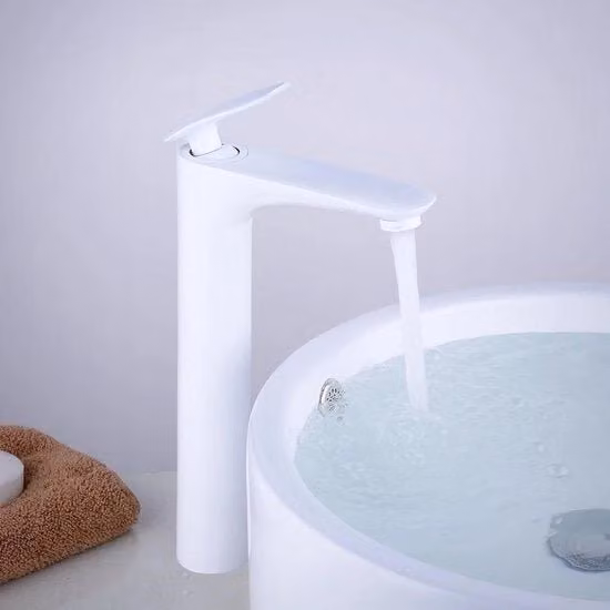 Wastafelkraan per bagno a maniglia alta - Argento bianco - Design moderno