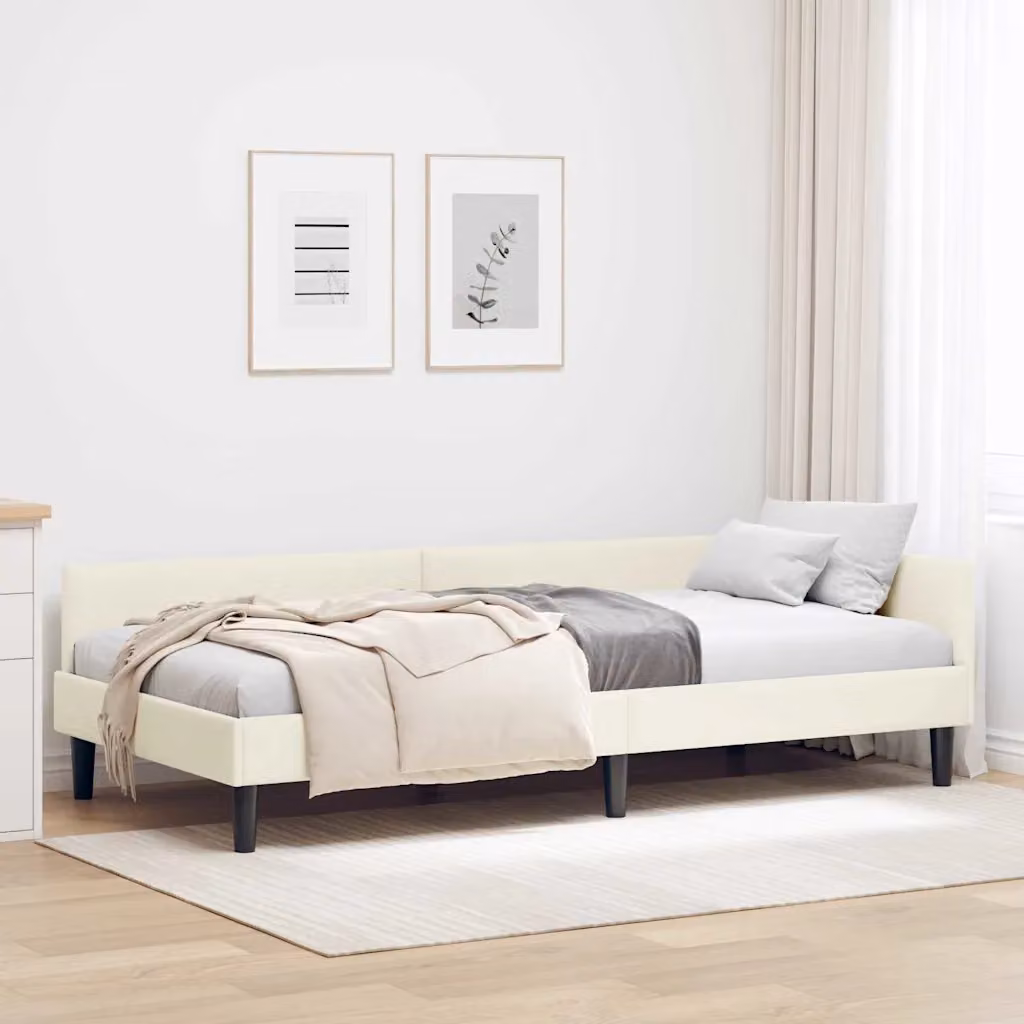 Cornice del letto ad angolo vidaXL in velluto beige con chaise longue asimmetrica L/P/H: 194 x 90 x 140 cm