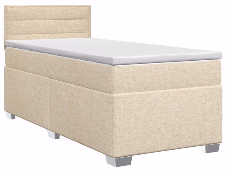vidaXL Letto a molle insacchettate con materasso e testata crema 90 x 200 cm in tessuto
