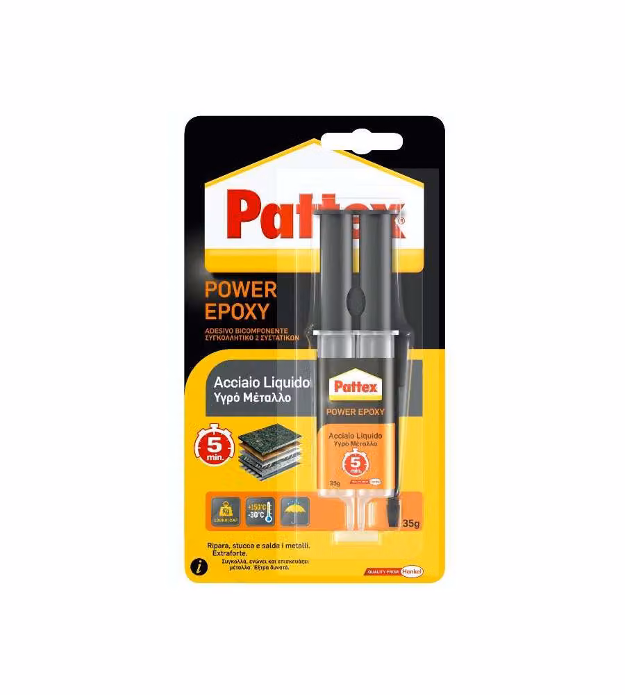 Pattex Colla Epossidica Bicomponente Metallica Resistente ad Acqua e Calore 35g – 2