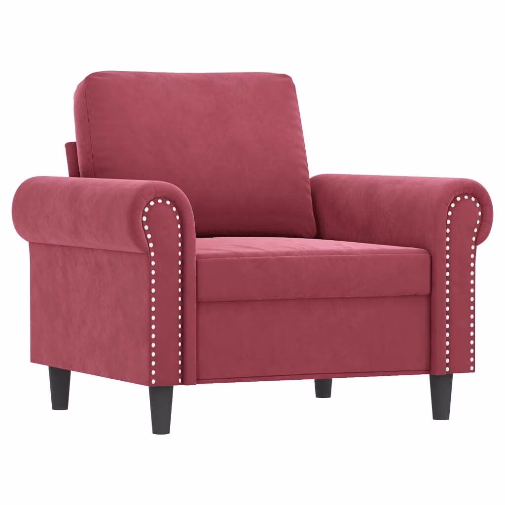 Poltrona Rosso Vino 60 cm Velluto