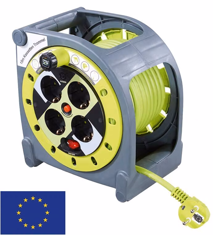 avvolgicavo masterplug con guida cavo grigio/verde 15 m