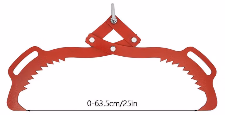 Pinza per tronchi - Pinza di traino per alberi, portata 700 kg - Acciaio, lunghezza 63,5 cm - Pinza per il trasporto e lo spostamento di legname - Colore: rosso