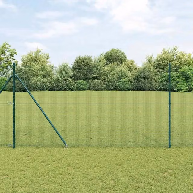 Recinzione in rete saldata con punte vidaXL, rivestimento in PVC, colore verde, L: 25 m, H: 1,4 m