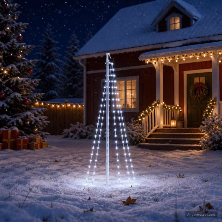 vidaXL Luci per albero di Natale con picchetti e asta per bandiera