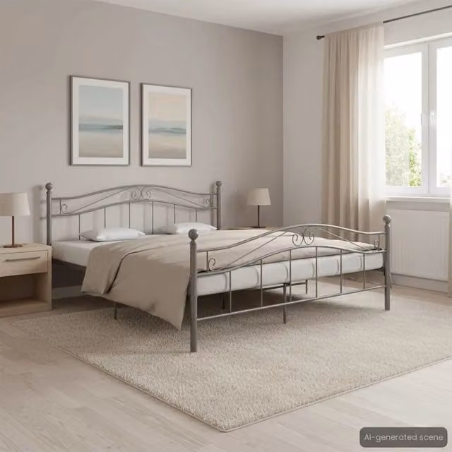 Letto con struttura in metallo lacca grigia vidaXL L/P: 140 x 200 cm