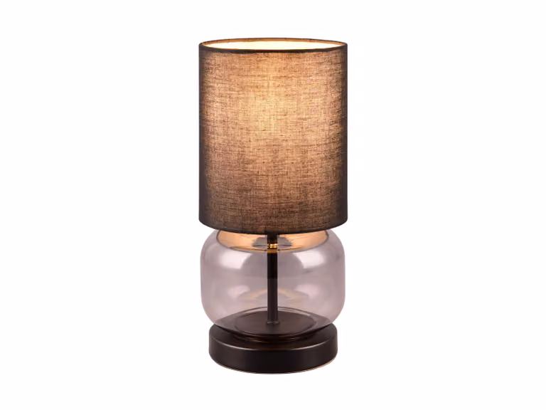Lampada da tavolo con paralume Elio nero-fumé, 1xE27x40W, vetro, dimensioni: 28,5x13,5x13,5 cm, IP20, Trio