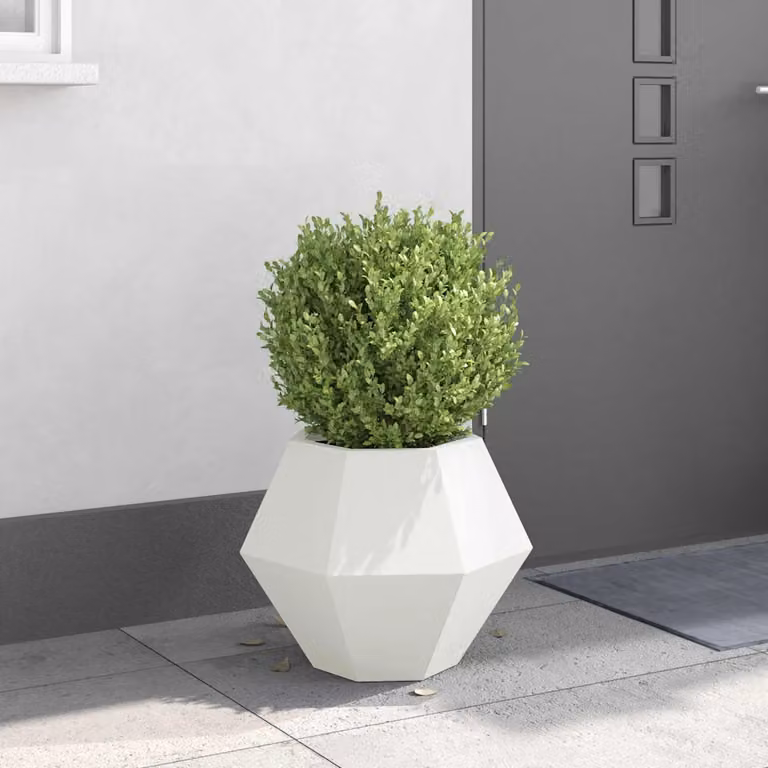 Fioriera vidaXL in acciaio bianco per giardino ornamentale o erbe aromatiche L/P/H: 50 x 50 x 40 cm