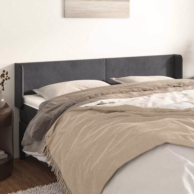 Testiera ad orecchio vidaXL in velluto grigio scuro L: 183 cm, P: 16 cm, H: 78-88 cm
