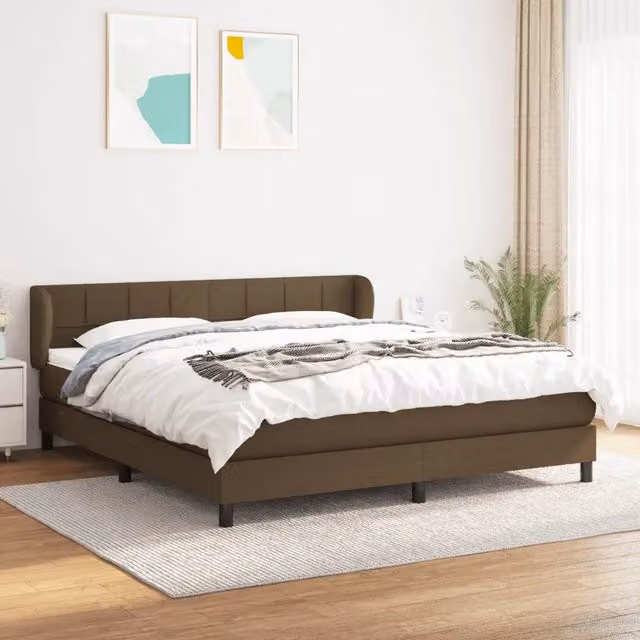 Letto Ibrido vidaXL con Giroletto a Molle e Materasso, Marrone e Bianco, L/P/H: 183 x 203 x 88 cm – 1