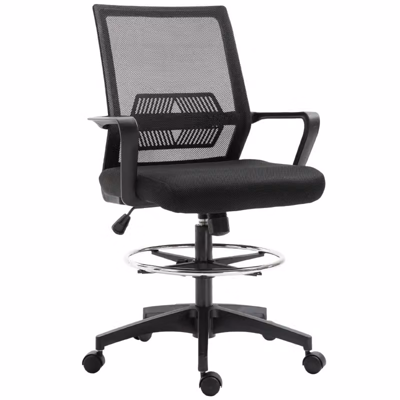 Sedia da Ufficio Ergonomica Girevole a 360 Gradi con Ruote e Tessuto Nero per Home Office – 2