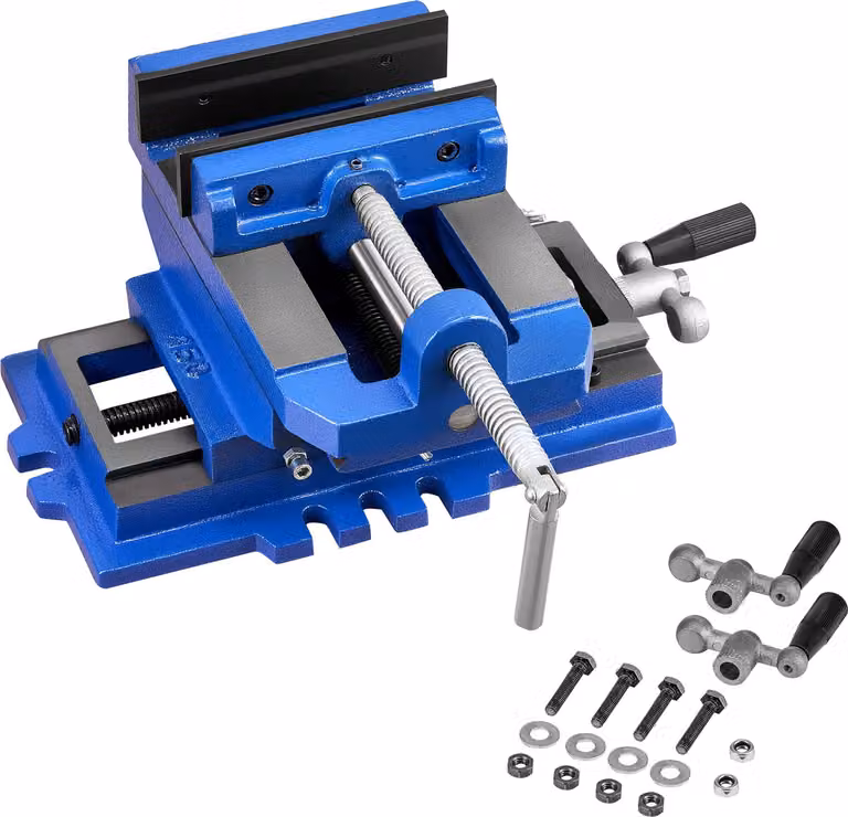 Morsa per macchine SucceBuy con larghezza delle ganasce di 10,16 cm, morsa trasversale a 2 vie sull'asse XY, apertura delle ganasce di 8,89 cm, in ghisa, morsa per banco da lavoro, adatta per la lavorazione del legno, la foratura e le fresatrici CNC
