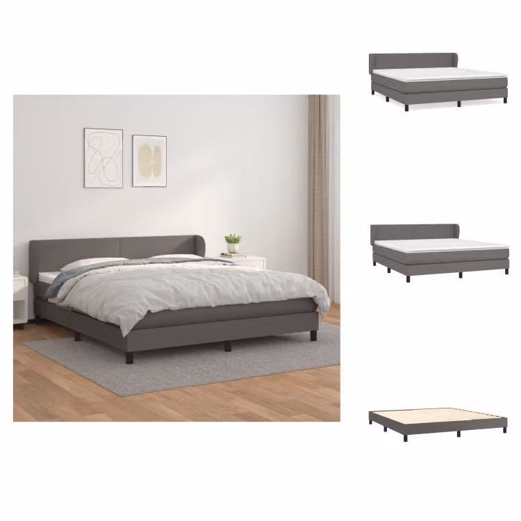 vidaXL Letto a molle con materasso grigio 160x200 cm in Pelle finta - Letti & strutture letto