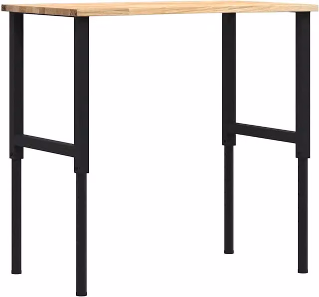 Banco da Lavoro CFW3872353 in Legno Massello di Rovere e Metallo, Regolabile in Altezza, Colore Marrone e Nero, L: 100 cm, P: 60 cm, H: 71,5-98 cm