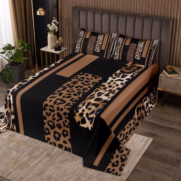 Copripiumino con motivo leopardo e 2 federe per un letto elegante