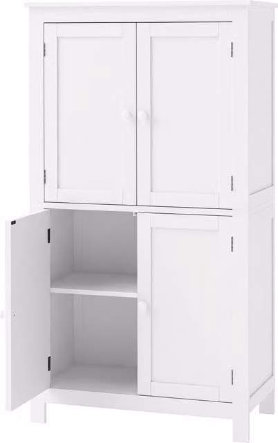 Mobiletto da bagno HOMCOM bianco con 4 ante e ripiani regolabili, L 60 x P 30 x H 110 cm – 1