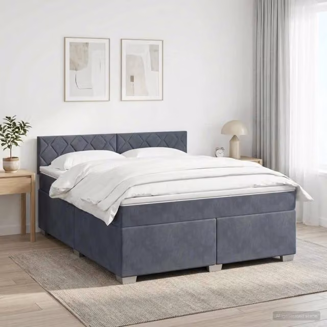 Letto box spring con materasso ibrido vidaXL Grigio Scuro L: 140 cm, P: 200 cm – 1