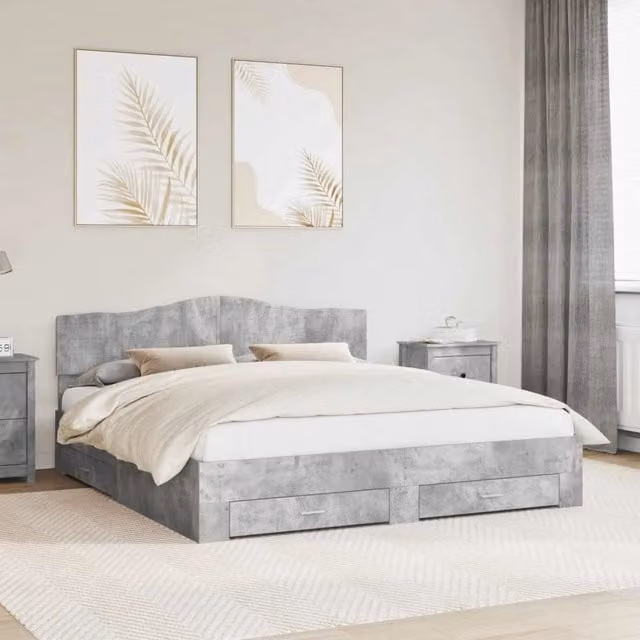 Struttura del letto con cassetto Grigio cemento 200 x 200 cm 3413155