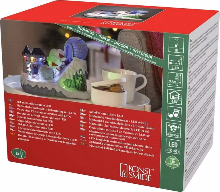 Pista per trenini a LED con musica, 8 diodi, 4,5 V, plastica, multicolore