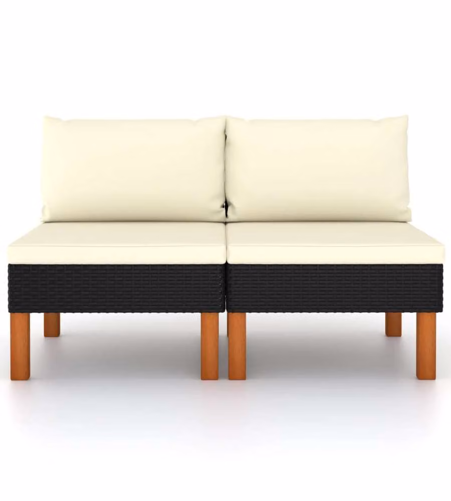 Divani Centrali 2 pz Polyrattan e Legno Massello di Eucalipto 315765