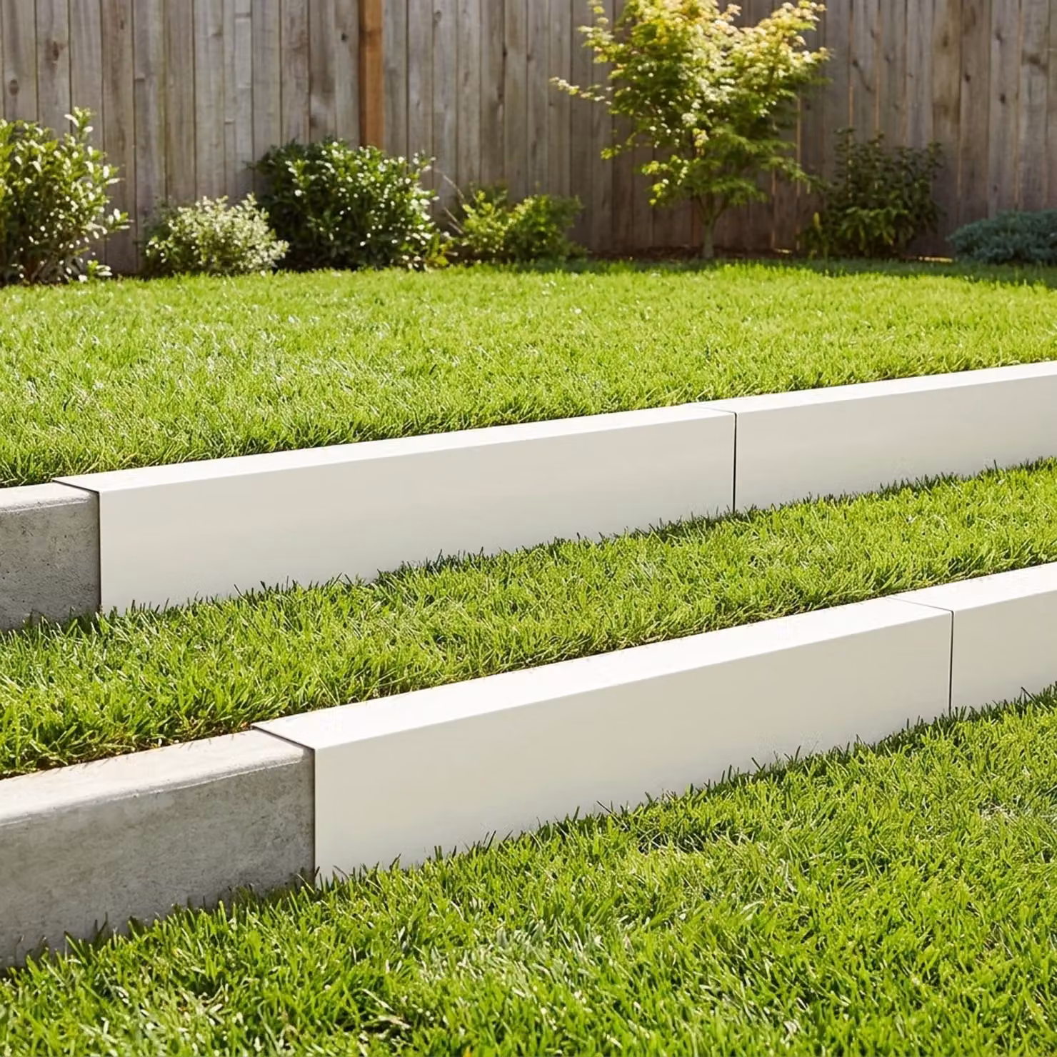 Set di 10 profili di copertura per giardino vidaXL in acciaio, colore bianco, L 100 x P 20 x H 15 cm