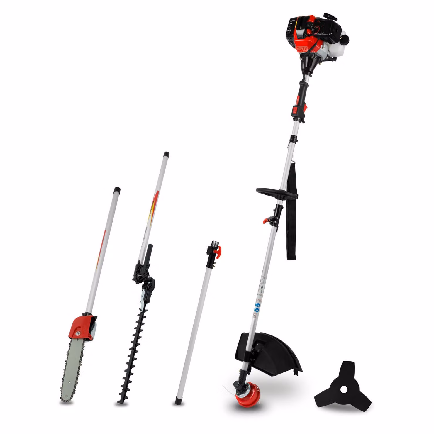 EBERTH decespugliatore decespugliatore tagliaerba multitool 4in1 a benzina, cinghia di trasporto inclusa, 3hp, capacità 52ccm, motore a 2 tempi, testa a corda con sistema di avanzamento automatico
