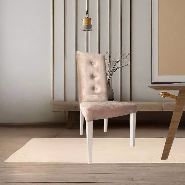 Set di 2 sedie Montecarlo Veriaffari in velluto colore beige con dettagli a 3 bottoni e struttura in legno – 1