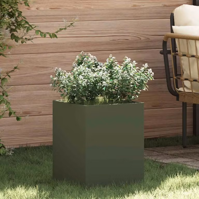 vidaXL Vaso da giardino in acciaio Verde, L/P/H: 32 x 32 x 40 cm