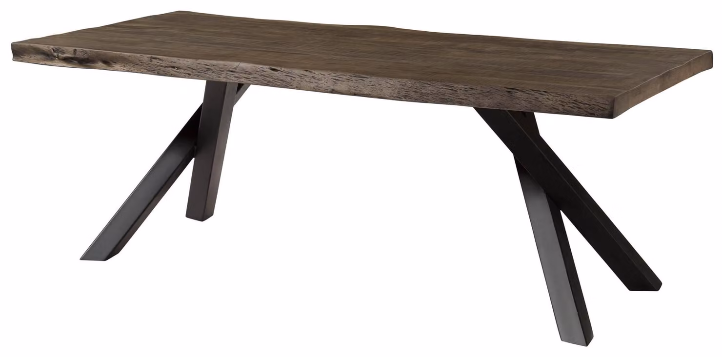 MASSIVMOEBEL24 | Tavolo da pranzo in legno di mango 200x100x76 laccato grigio / gambe ad A antracite matt FREEFORM 5