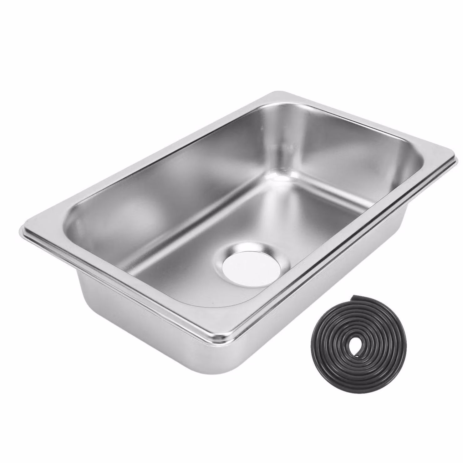 Lavello in acciaio inox RV 304, cucina, lavabo rettangolare, lavello con attacco per acque reflue da 40 mm per barca, roulotte, yacht, imbarcazione